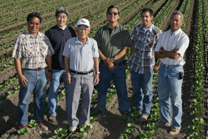 Three generations of Ikeda Bros., a San Luis Obispo County vegetable grower. From left, Tome, James, Kazuo (